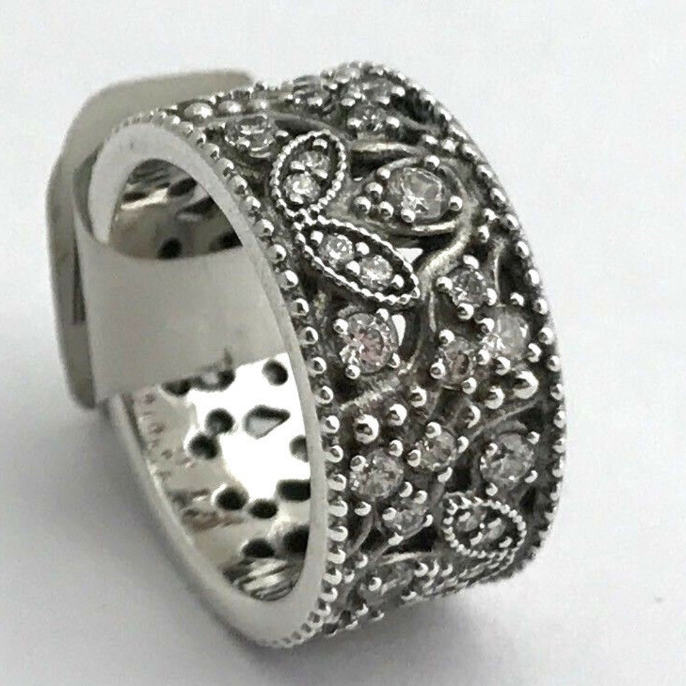 PANDORA Shimmering Leaves Ring, Clear CZ 5